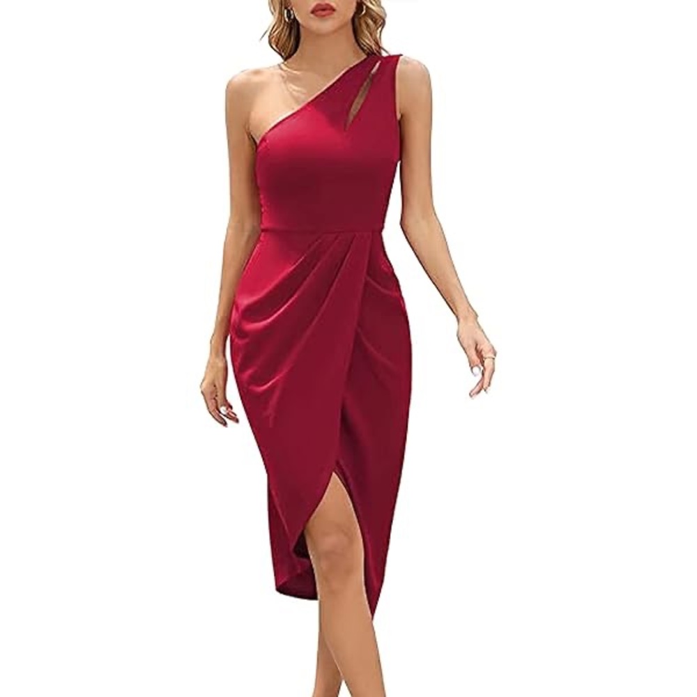 Stunning Burgundy One Shoulder Cutout Bodycon Dress - NWT - Size Small!